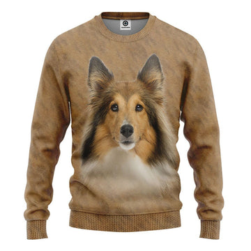 Gearhumans 3D Shetland Sheepdog Dog Front And Back Tshirt Hoodie Apparel