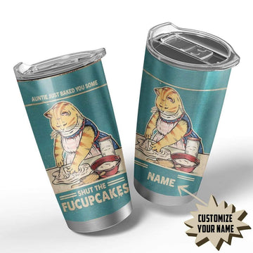 Gearhumans 3D Shut The Fucupcakes Auntie Custom Name Design Vacuum Insulated Tumbler