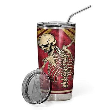 Gearhumans 3D Skull Skellington Design Vacuum Insulated Glitter Tumbler