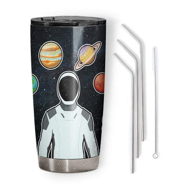 Gearhumans 3D SpaceX Astronaut Custom Name Design Vacuum Insulated Tumbler