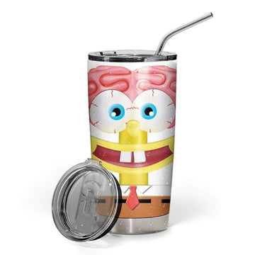 Gearhumans 3D Spongebob Squarepants Glitter Custom Design Vacuum Insulated Tumbler