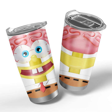 Gearhumans 3D Spongebob Squarepants Glitter Custom Design Vacuum Insulated Tumbler