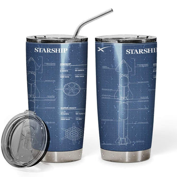 Gearhumans 3D StarShip Space Force Custom Design Vacuum Insulated Tumbler