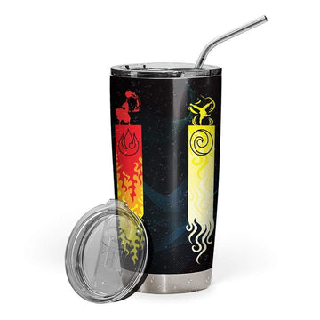 Gearhumans 3D The Last Airbender Four Elements Custom Design Vacuum Insulated Tumbler