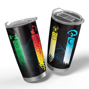 Gearhumans 3D The Last Airbender Four Elements Custom Design Vacuum Insulated Tumbler