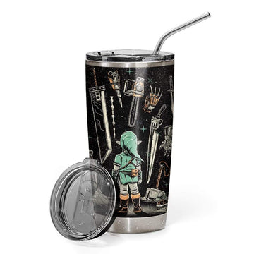 Gearhumans 3D The Legend Of Zelda Custom Design Vacuum Insulated Glitter Tumbler