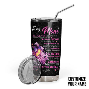 Gearhumans Gearhuman 3D To My Mom You Are The World Mothers Day Gift Custom Name Design Insulated Vacuum Tumbler GW300323 Tumbler Long 20oz