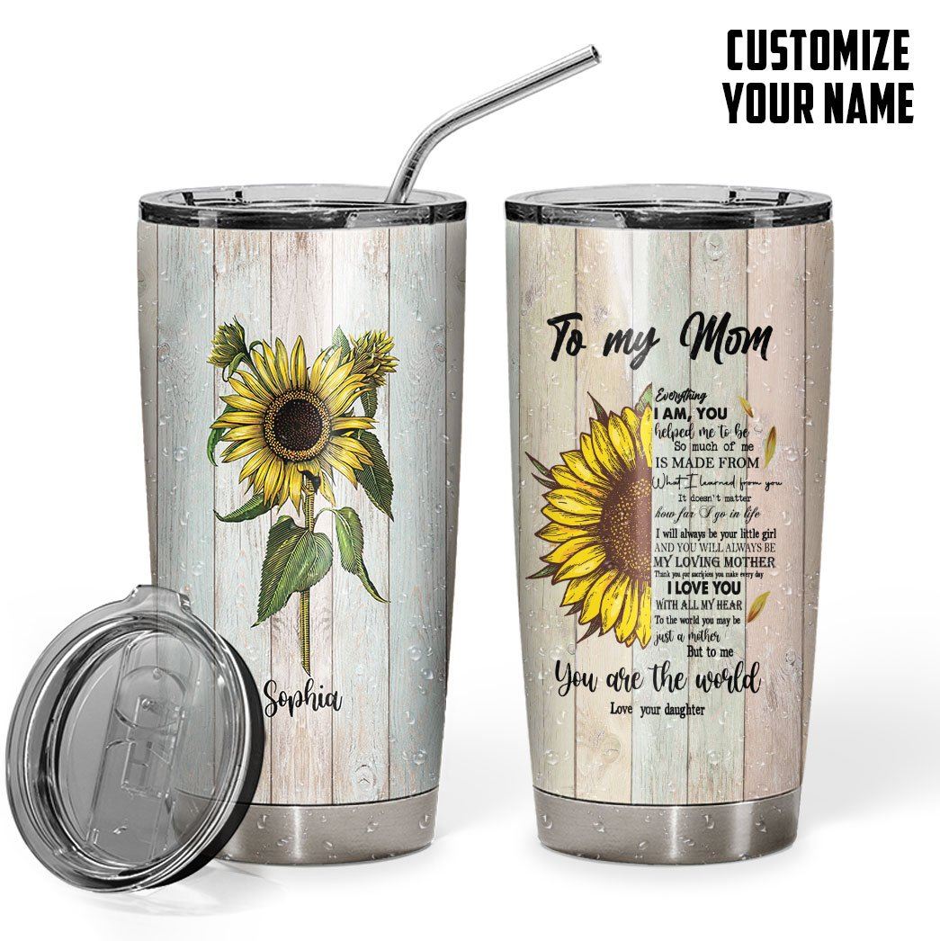 Gearhumans Gearhuman 3D To My Mom You Are The World Mothers Day Gift Custom Name Design Insulated Vacuum Tumbler GW300326 Tumbler