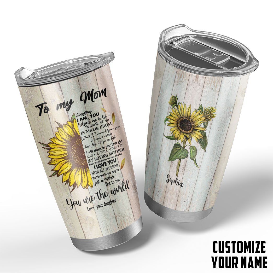 Gearhumans Gearhuman 3D To My Mom You Are The World Mothers Day Gift Custom Name Design Insulated Vacuum Tumbler GW300326 Tumbler