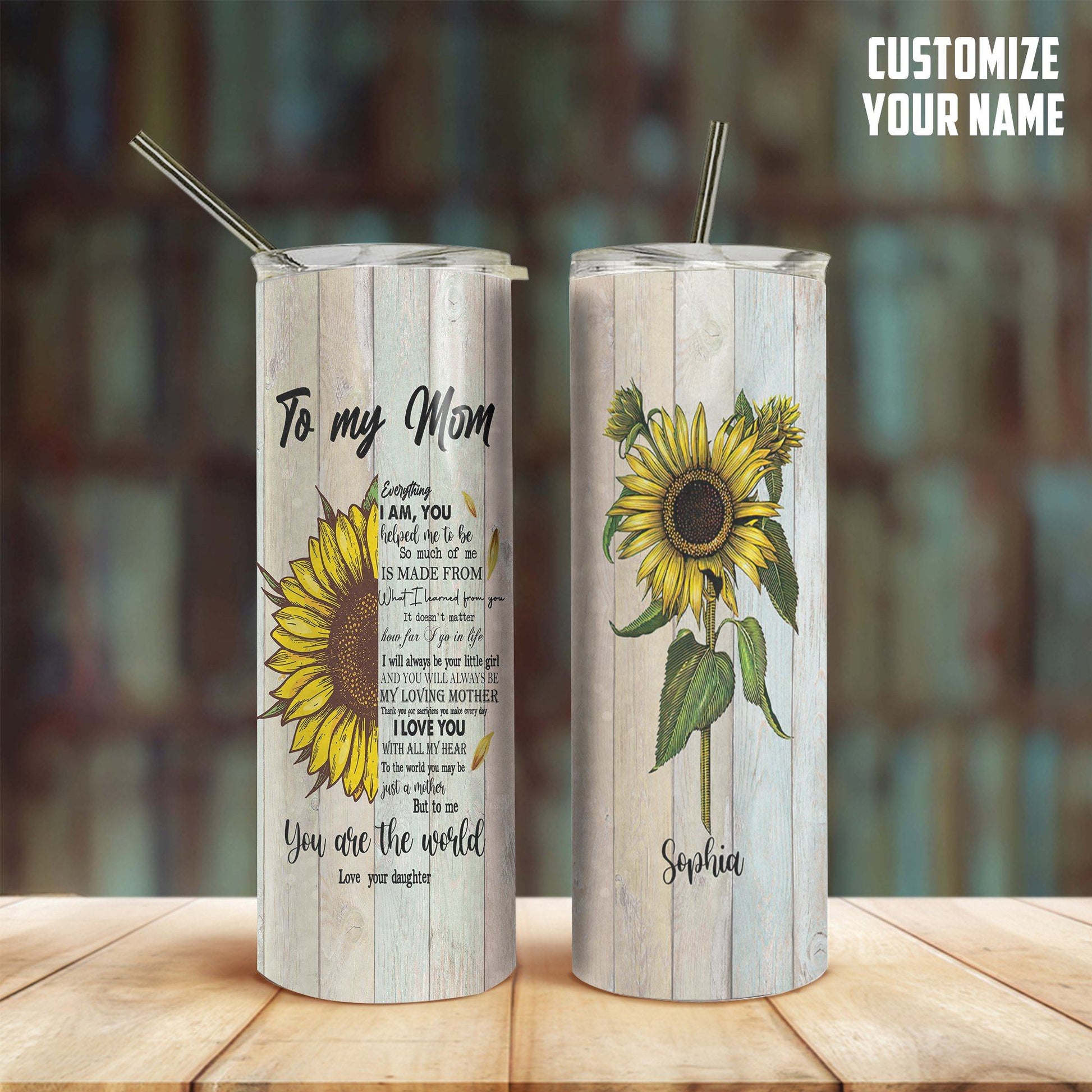 Gearhumans Gearhuman 3D To My Mom You Are The World Mothers Day Gift Custom Name Design Insulated Vacuum Tumbler GW300326 Tumbler Long 20oz