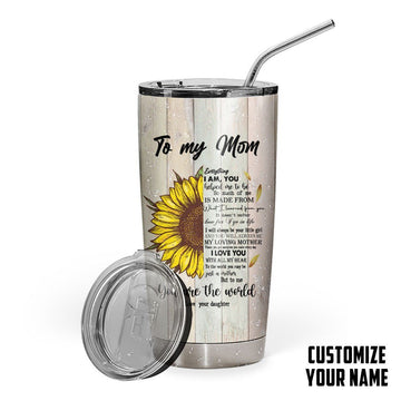 Gearhumans 3D To My Mom You Are The World Mothers Day Gift Custom Name Design Insulated Vacuum Tumbler