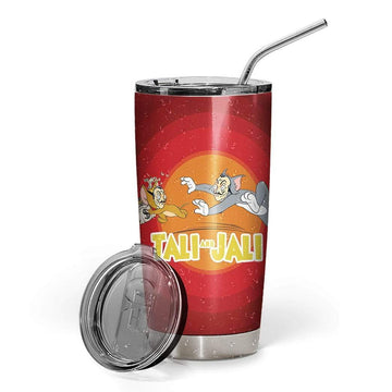 Gearhumans 3D Tom And Jerry Glitter Custom Design Vacuum Insulated Tumbler