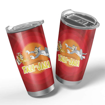 Gearhumans 3D Tom And Jerry Glitter Custom Design Vacuum Insulated Tumbler