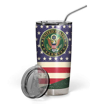 Gearhumans 3D United States Army Custom Name Design Vacuum Insulated Tumbler