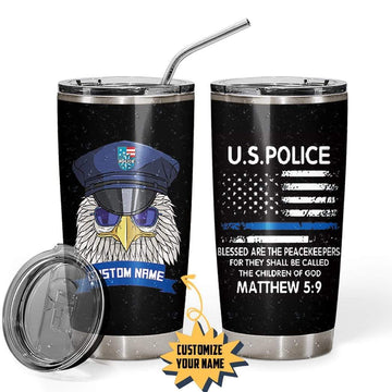 Gearhumans 3D USA Police Department Custom Name Design Vacuum Insulated Tumbler