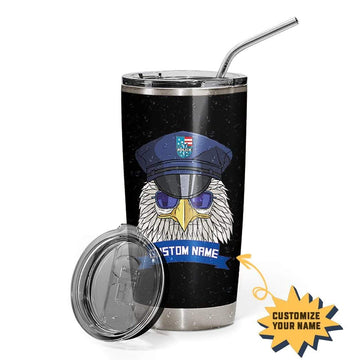 Gearhumans 3D USA Police Department Custom Name Design Vacuum Insulated Tumbler