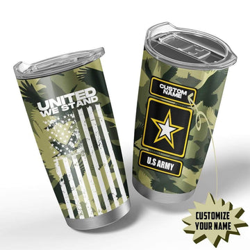 Gearhumans 3D U.S.Army United We Stand Custom Name Design Vacuum Insulated Tumbler