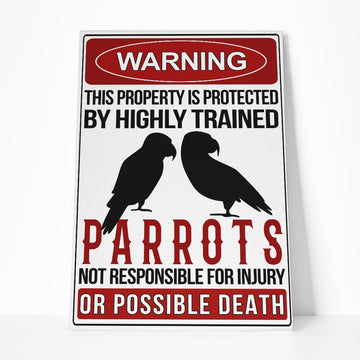 Gearhumans 3D Warning Protected By Parrot Canvas