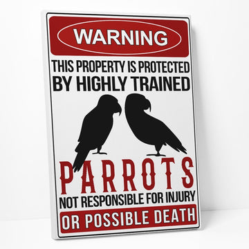 Gearhumans 3D Warning Protected By Parrot Canvas