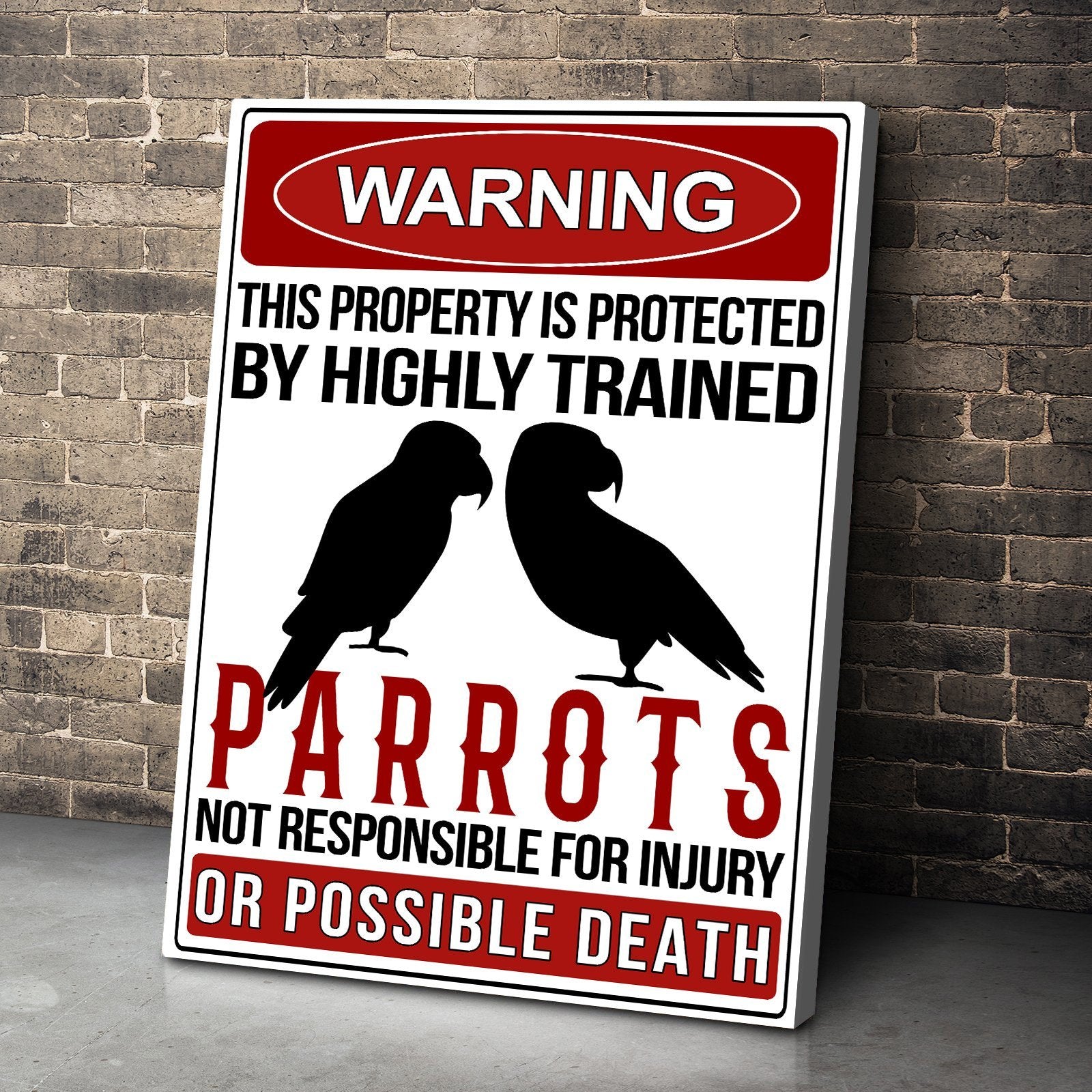 Gearhumans Gearhuman 3D Warning Protected By Parrot Canvas GB160314 Canvas