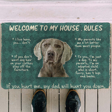 Gearhumans 3D Weimaraner Dog Welcome To My House Rules Custom Doormat