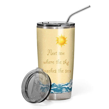 Gearhumans 3D Where The Sky Touches The Sea Custom Name Design Vacuum Insulated Tumbler