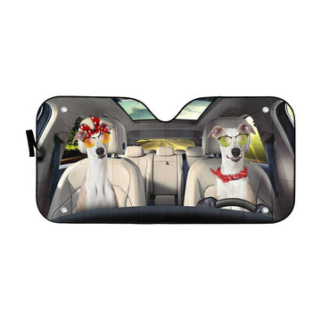 Gearhumans 3D Whippet Dog Auto Car Sunshade