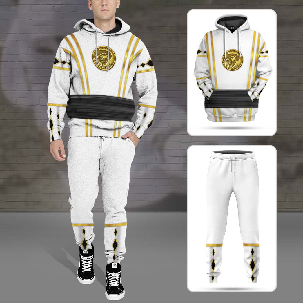 Gearhumans Gearhuman 3D White Ninja Mighty Morphin Power Rangers Custom Sweatpants Apparel GJ240313 Sweatpants