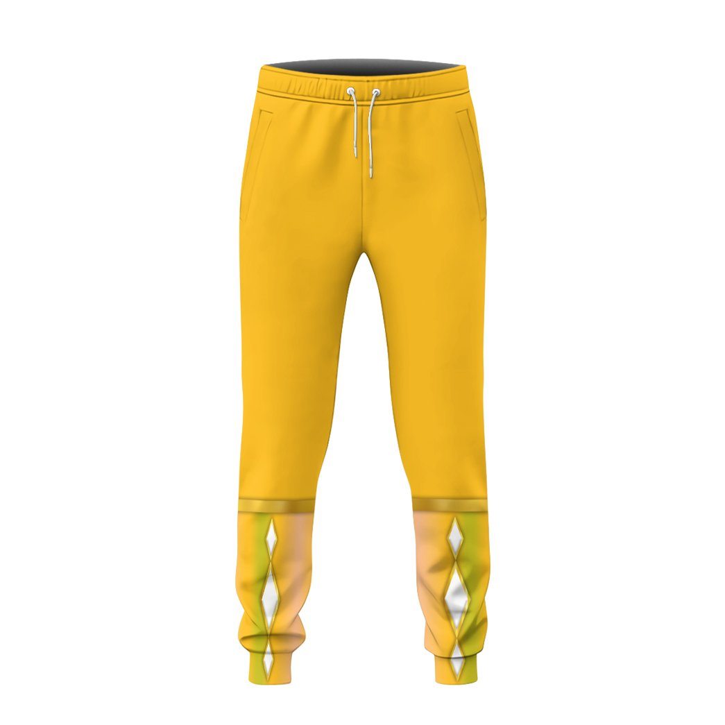 Gearhumans Gearhuman 3D Yellow Ninja Mighty Morphin Power Rangers Custom Sweatpants Apparel GJ240311 Sweatpants