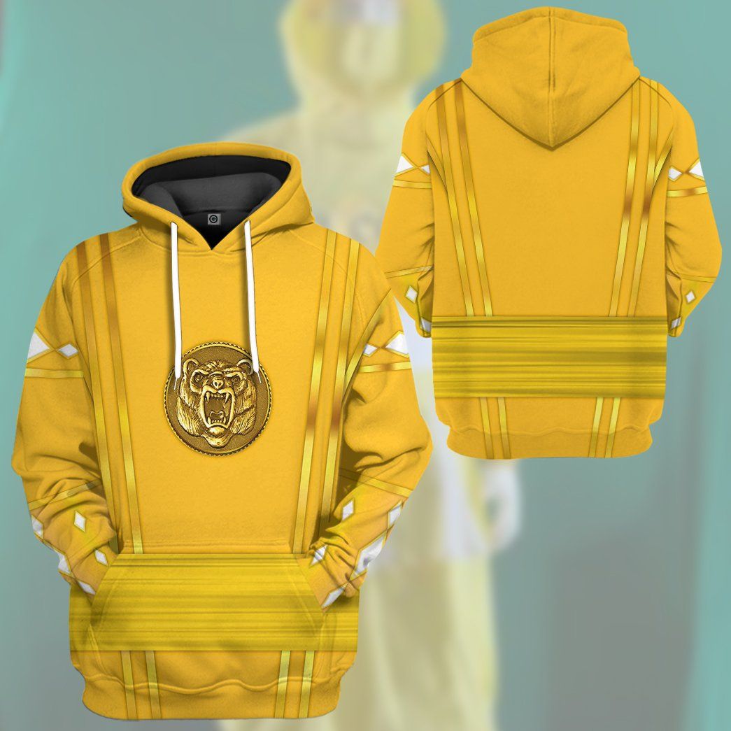 Gearhumans 3D Yellow Ninja Mighty Morphin Power Rangers CustomTshirt Hoodie  Apparel