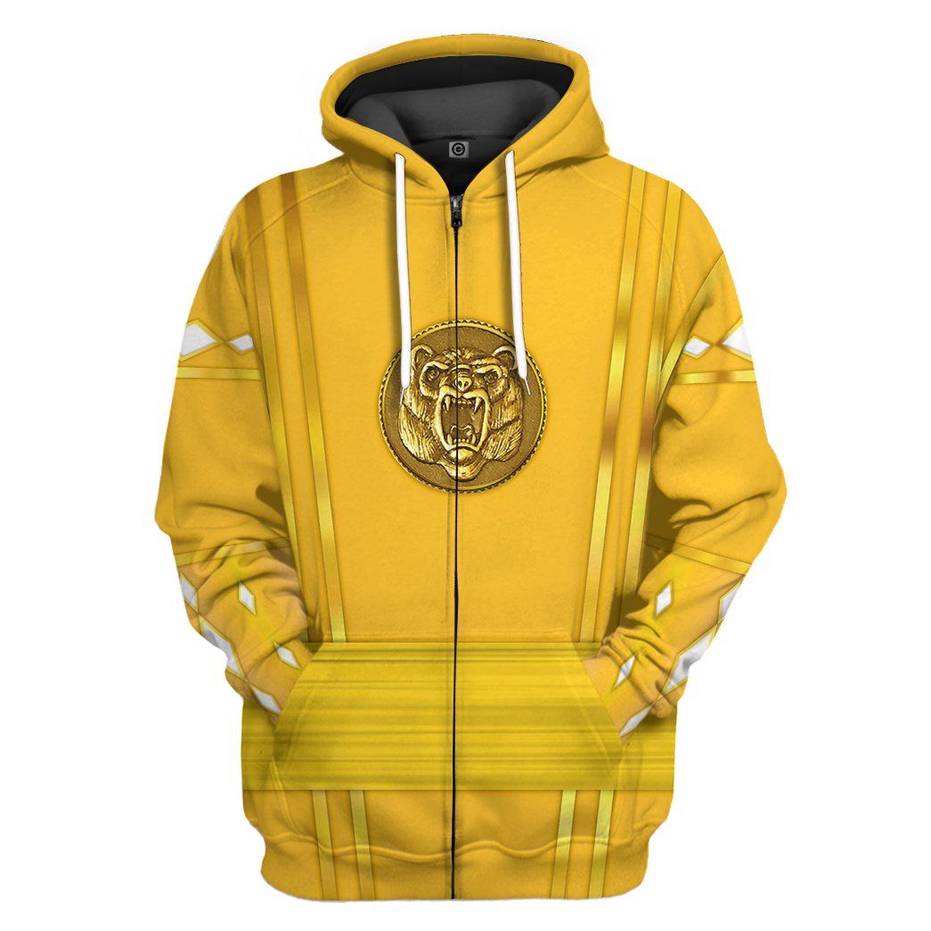 Gearhumans 3D Yellow Ninja Mighty Morphin Power Rangers CustomTshirt Hoodie  Apparel