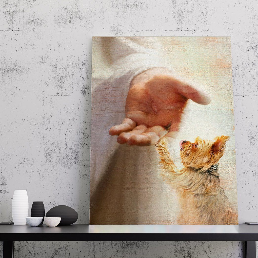 Gearhumans Gearhuman 3D Yorkshire Terrier Take My Hand Jesus God Custom Canvas GW30031 Canvas