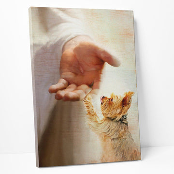 Gearhumans 3D Yorkshire Terrier Take My Hand Jesus God Custom Canvas