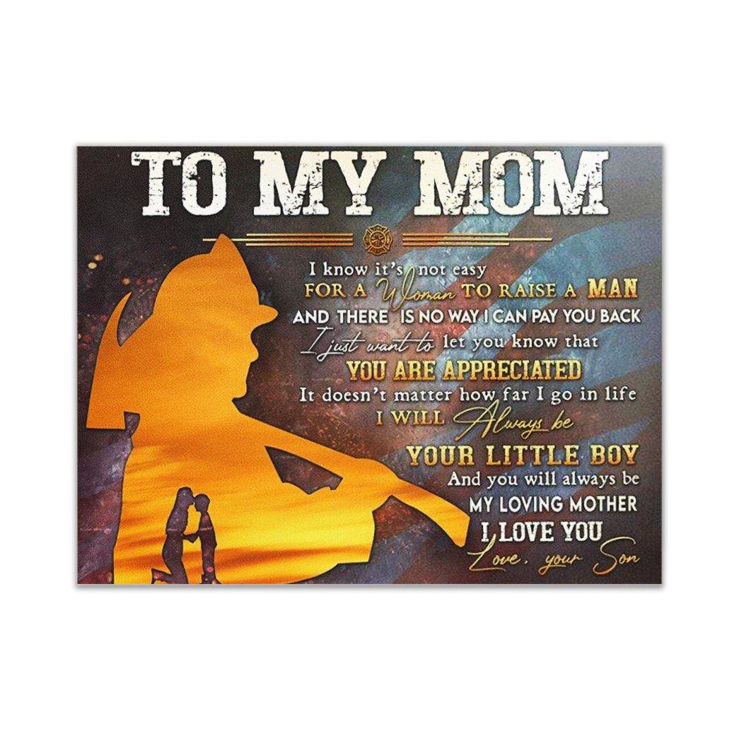 Gearhumans Gearhuman TO MY MOM FIREFIGHTER Gallery Wrapped Canvas GH260308 Canvas 1 Piece Non Frame M