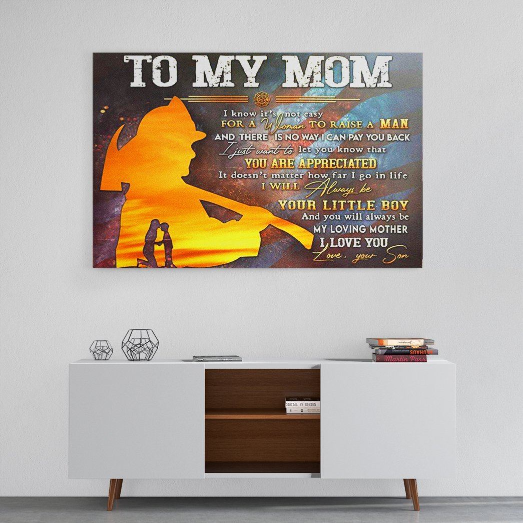 Gearhumans Gearhuman TO MY MOM FIREFIGHTER Gallery Wrapped Canvas GH260308 Canvas