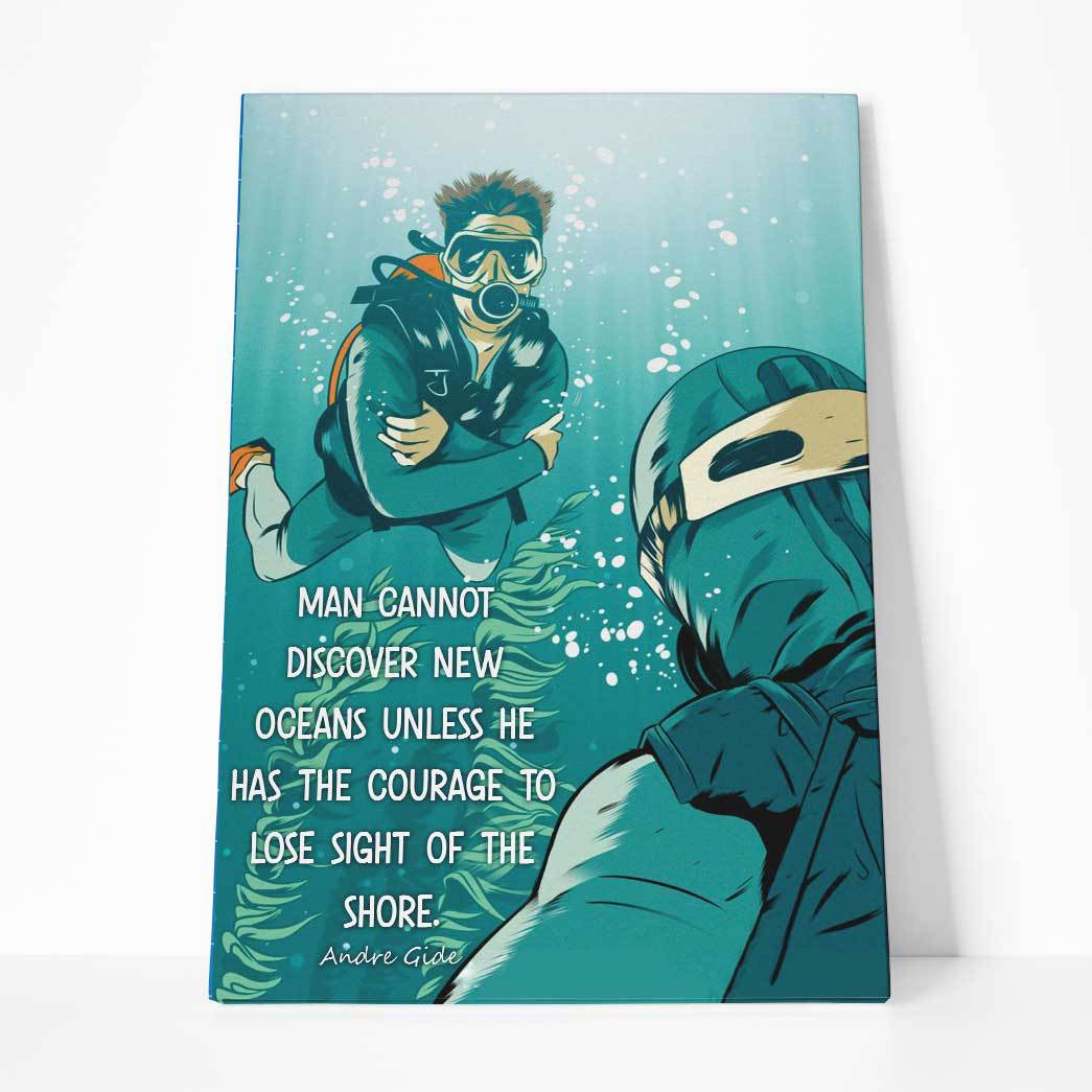 Gearhumans Gearhumsn 3D Scuba Diving Lose Sight Of The Shore Canvas ZK1205213 Canvas 1 Piece Non Frame M