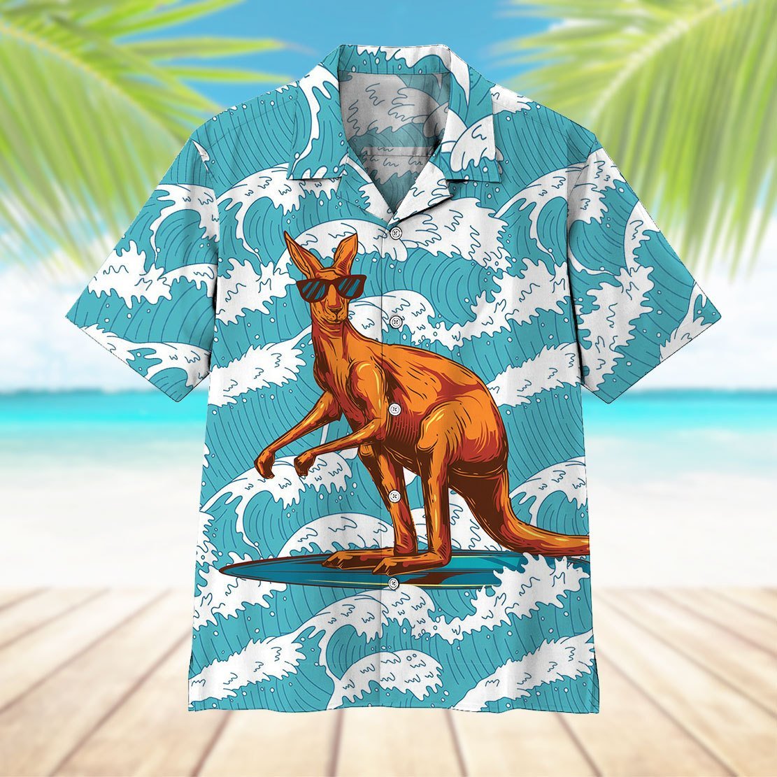 Gearhumans Gearhumsn 3D Surfing Kangaroo Hawaii Shirt ZK1305219 Hawai Shirt 