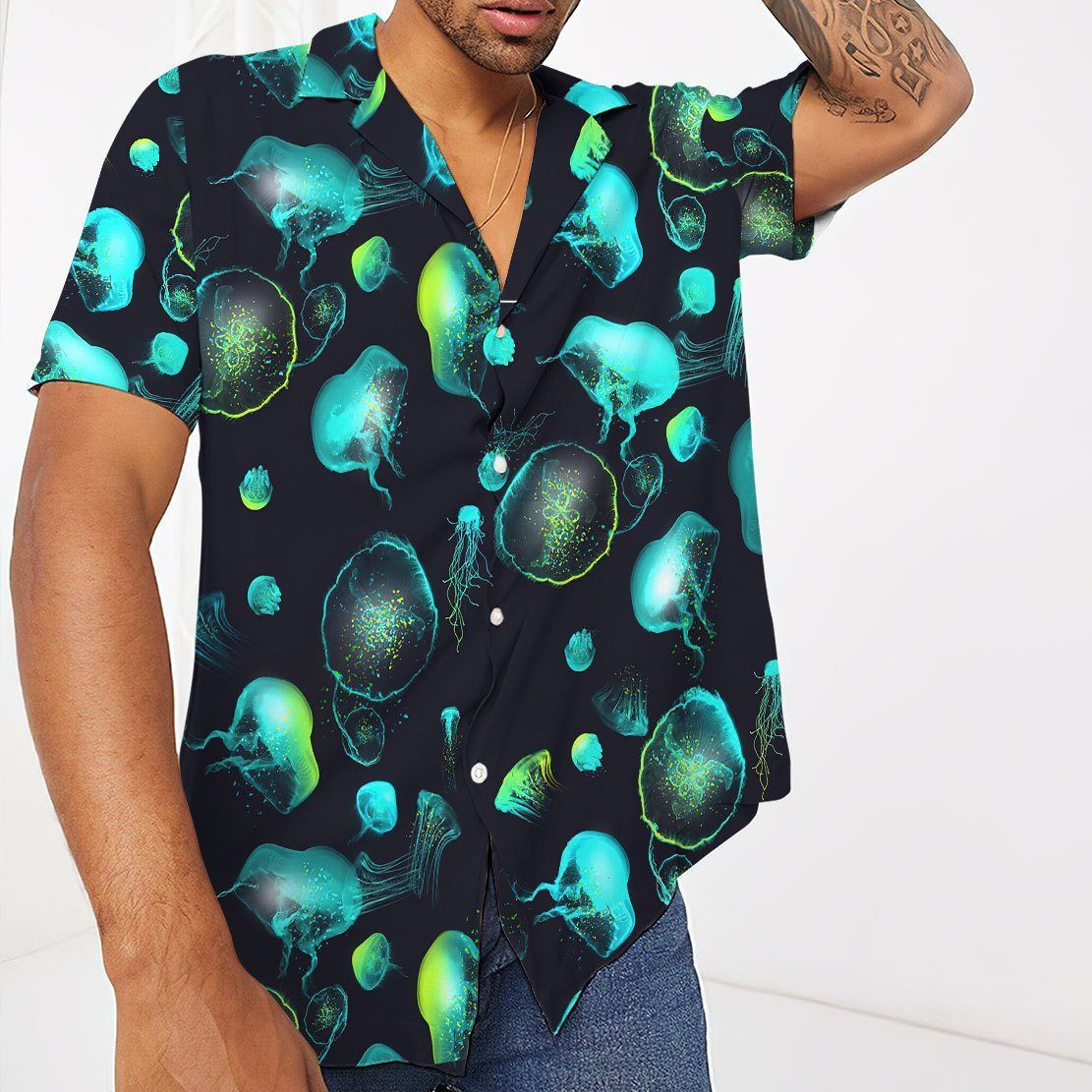 YIUME Men's Tattoo Flash Designs by Gee Hawaiian Shirt