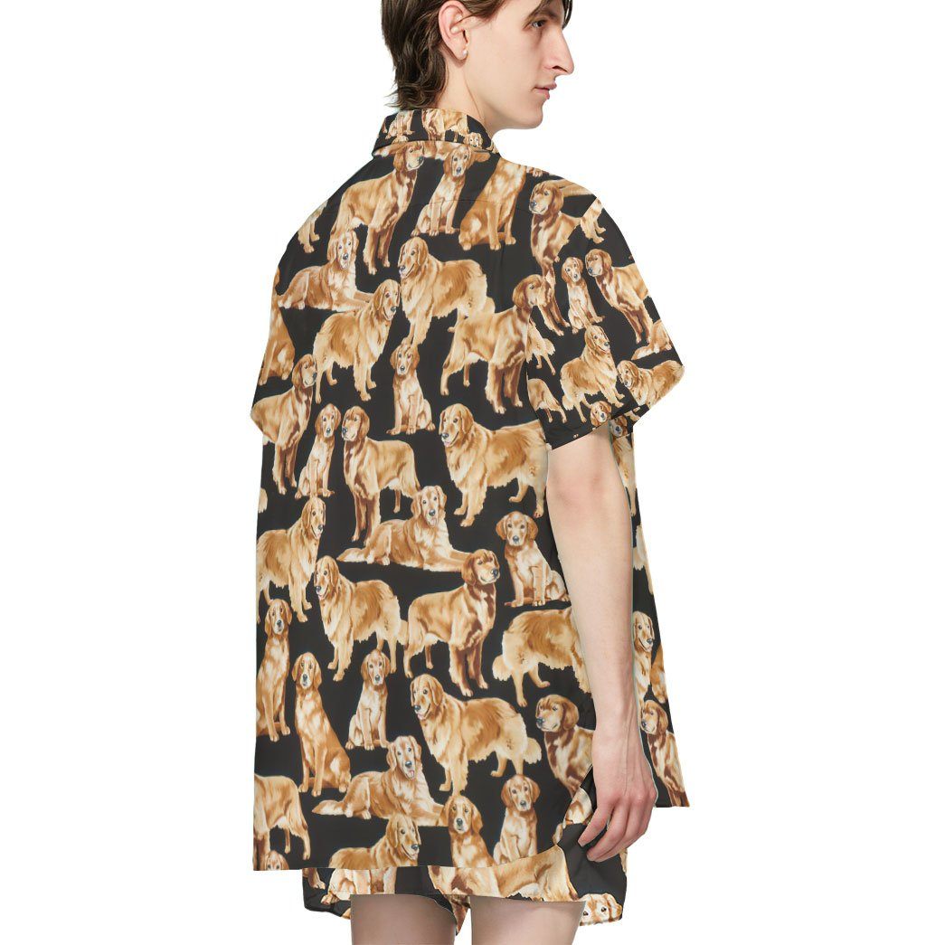 Gearhumans Golden Retriever Dogs 3D Custom Hawaii Shirt GO10052117 Hawai Shirt 