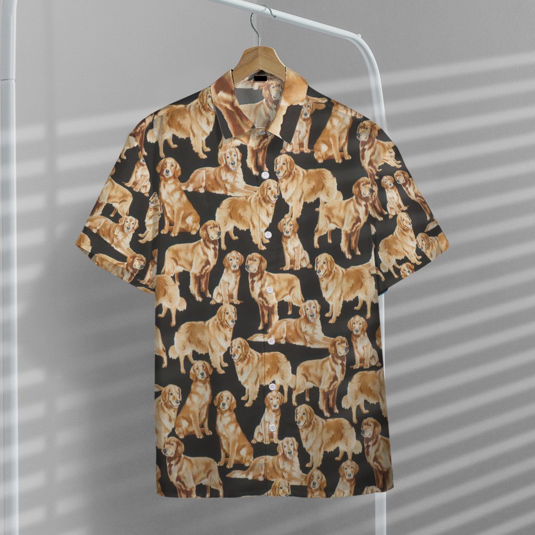 Gearhumans Golden Retriever Dogs 3D Custom Hawaii Shirt GO10052117 Hawai Shirt 