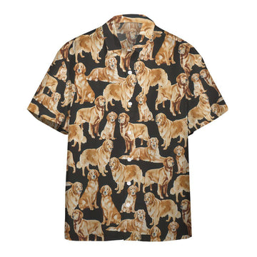 Gearhumans Golden Retriever Dogs 3D Custom Hawaii Shirt GO10052117 Hawai Shirt Short Sleeve Shirt S 