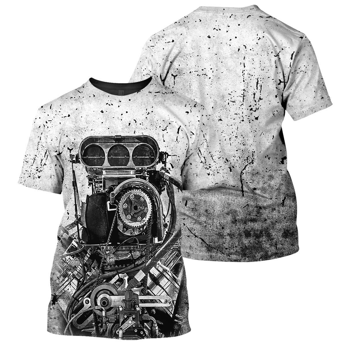Gearhumans Grey Drag Racing- 3D All Over Printed Shirt shirt 3D Apparel T-SHIRT S 