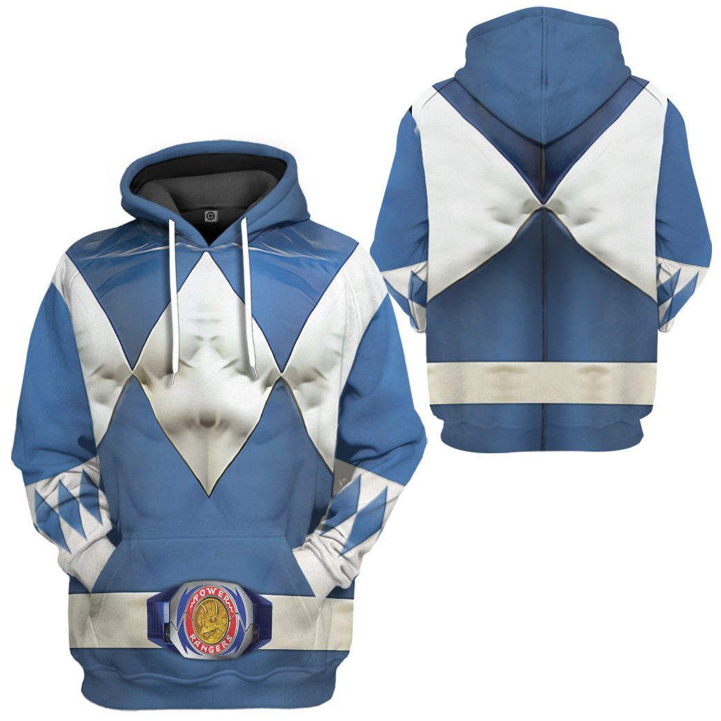 Gearhumans Mighty Morphin Blue Power Rangers Custom Hoodie Apparel GN25094 3D Apparel 