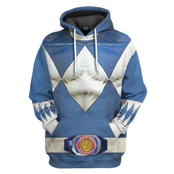 Gearhumans Mighty Morphin Blue Power Rangers Custom Hoodie Apparel GN25094 3D Apparel Hoodie S 