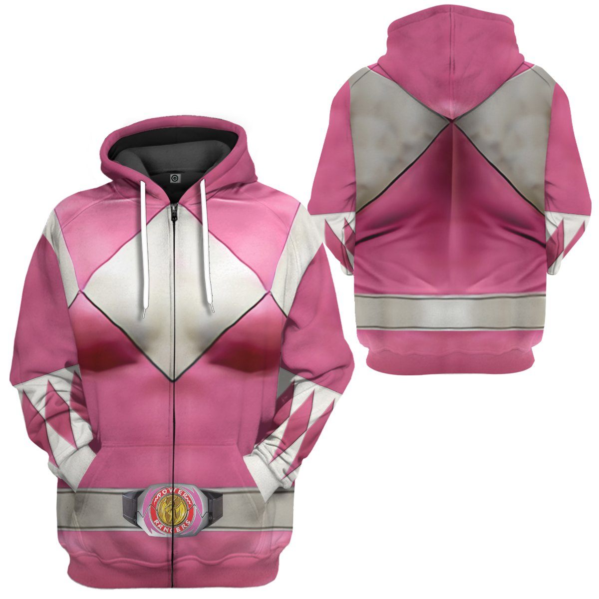 Gearhumans Mighty Morphin Pink Power Rangers Custom Hoodie Apparel GN25092 3D Apparel 
