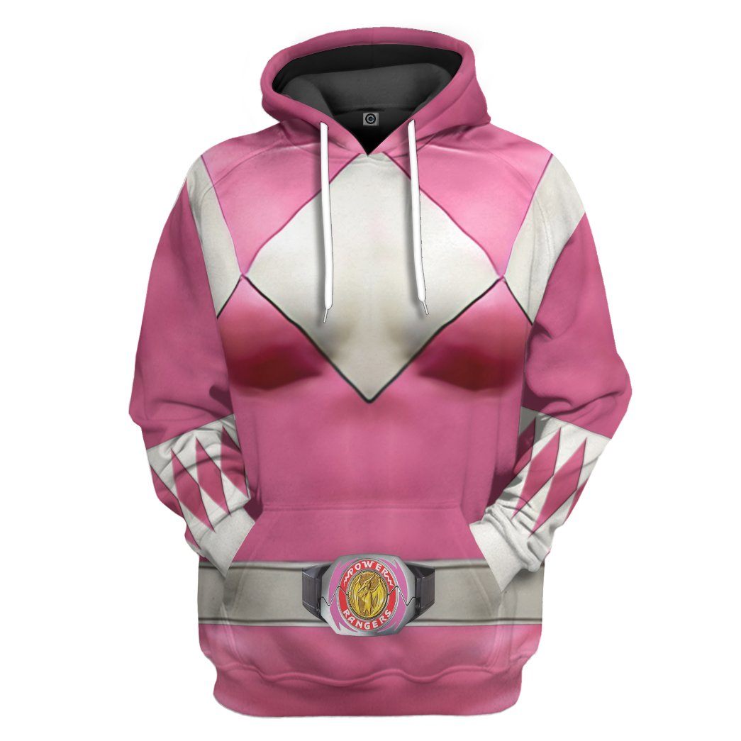 Gearhumans Mighty Morphin Pink Power Rangers Custom Hoodie Apparel GN25092 3D Apparel Hoodie S 