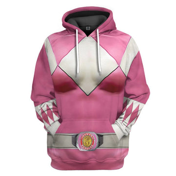 Gearhumans Mighty Morphin Pink Power Rangers Custom Hoodie Apparel