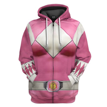 Gearhumans Mighty Morphin Pink Power Rangers Custom Hoodie Apparel