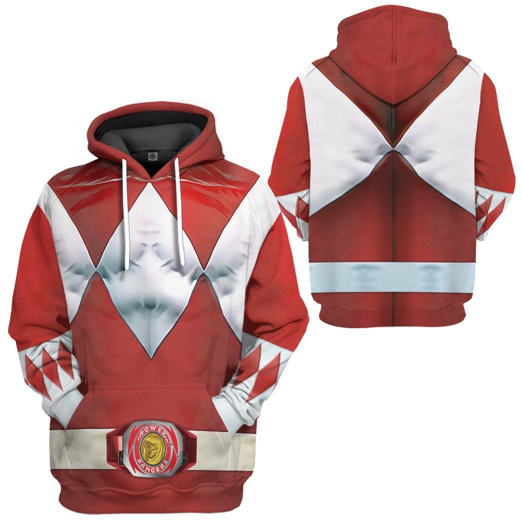 Gearhumans Mighty Morphin Red Power Rangers Custom Hoodie Apparel GN25097 3D Apparel 
