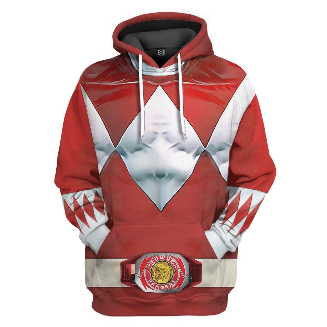 Gearhumans Mighty Morphin Red Power Rangers Custom Hoodie Apparel GN25097 3D Apparel Hoodie S 